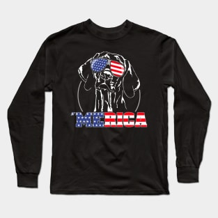 Hungarian Vizsla American Flag Merica patriotic dog Long Sleeve T-Shirt